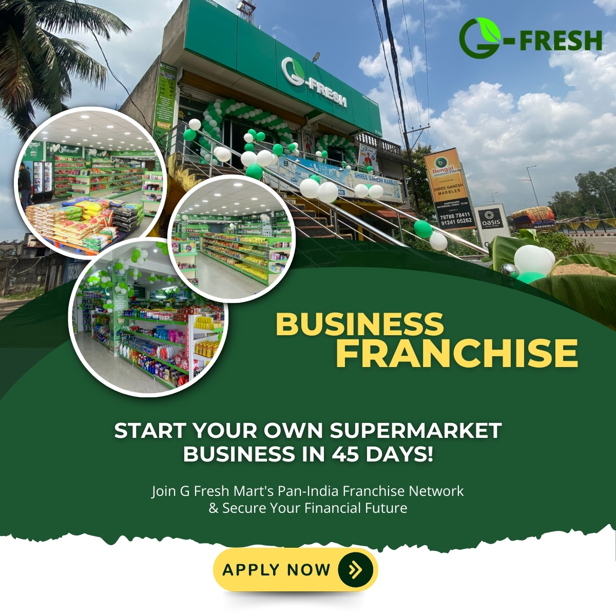 G Fresh Mart Facebook ad: Open Your Grocery Supermarket in 45 Days