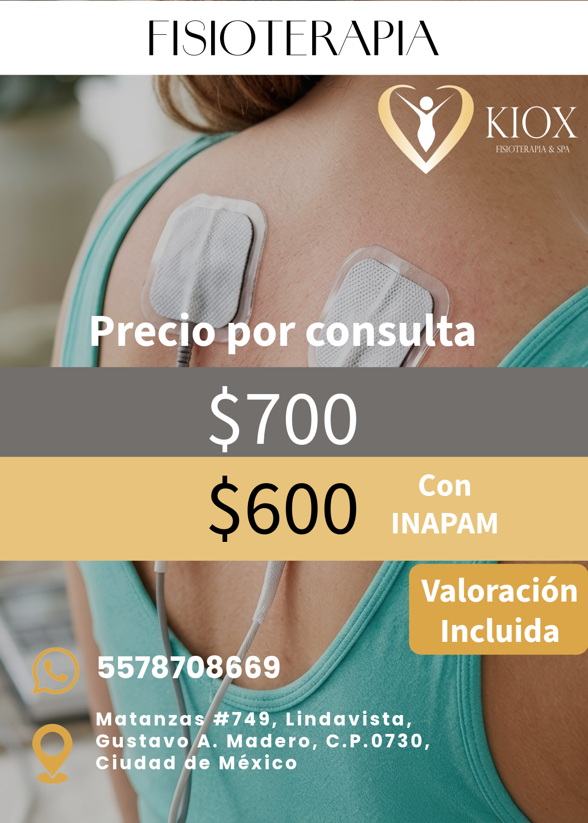 Kioxmx Facebook ad: Fisioterapia en lindavista, descuento con INAPAM