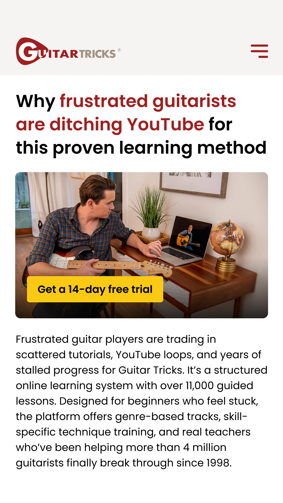 GuitarTricks.com Facebook ad