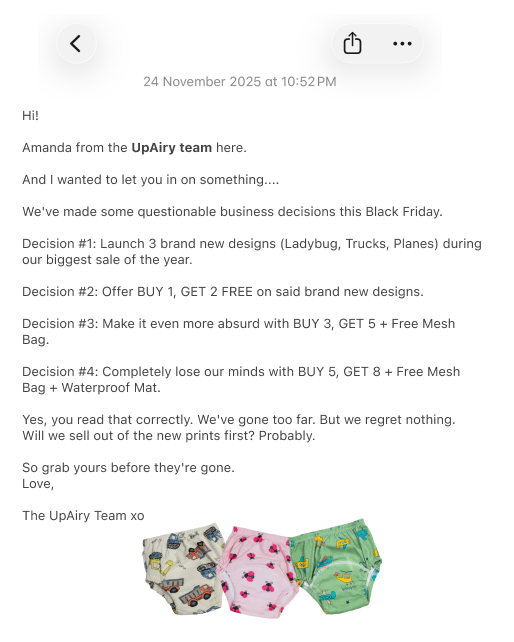 UpAiry Facebook ad