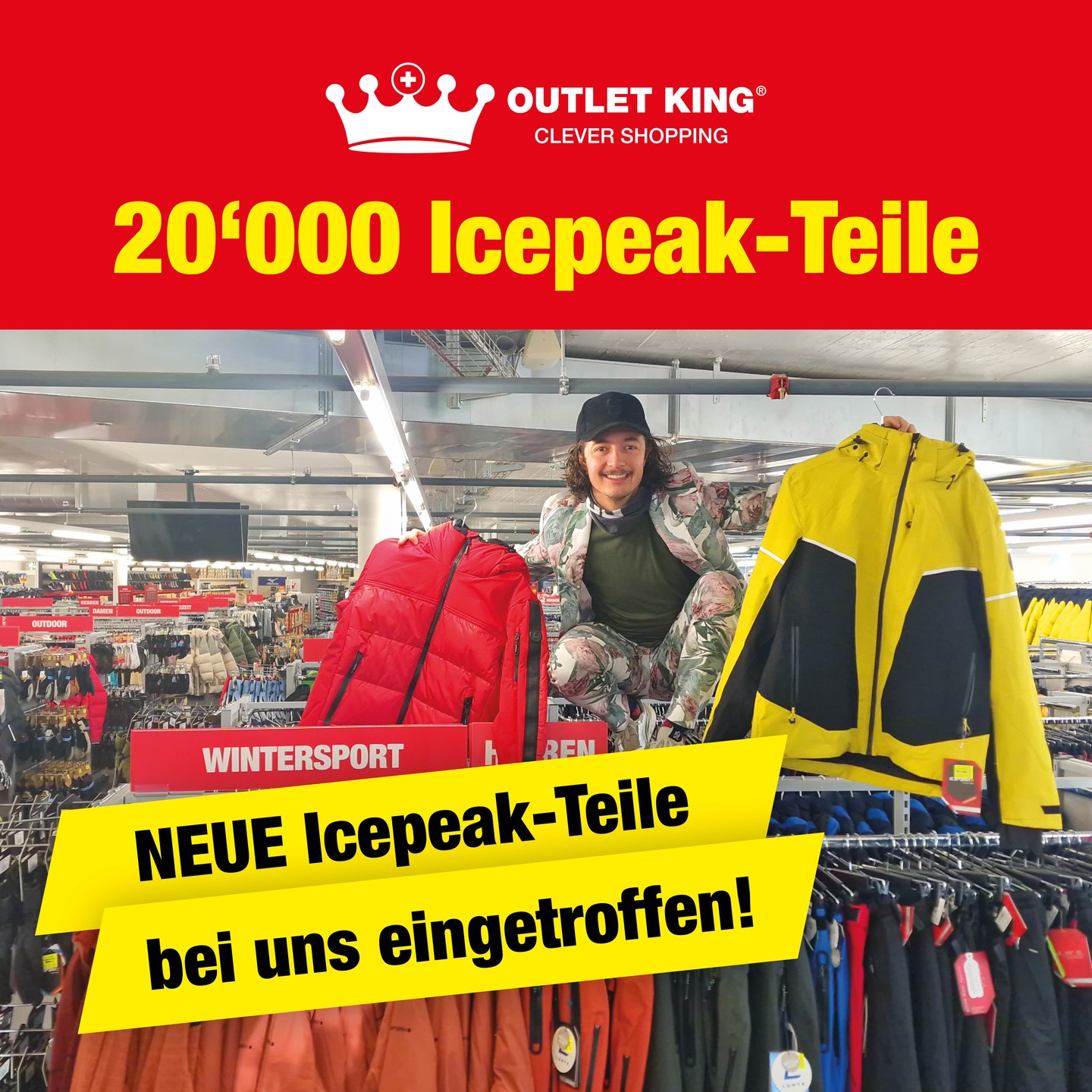 Outlet King Facebook ad: Icepeak übernimmt den Winter