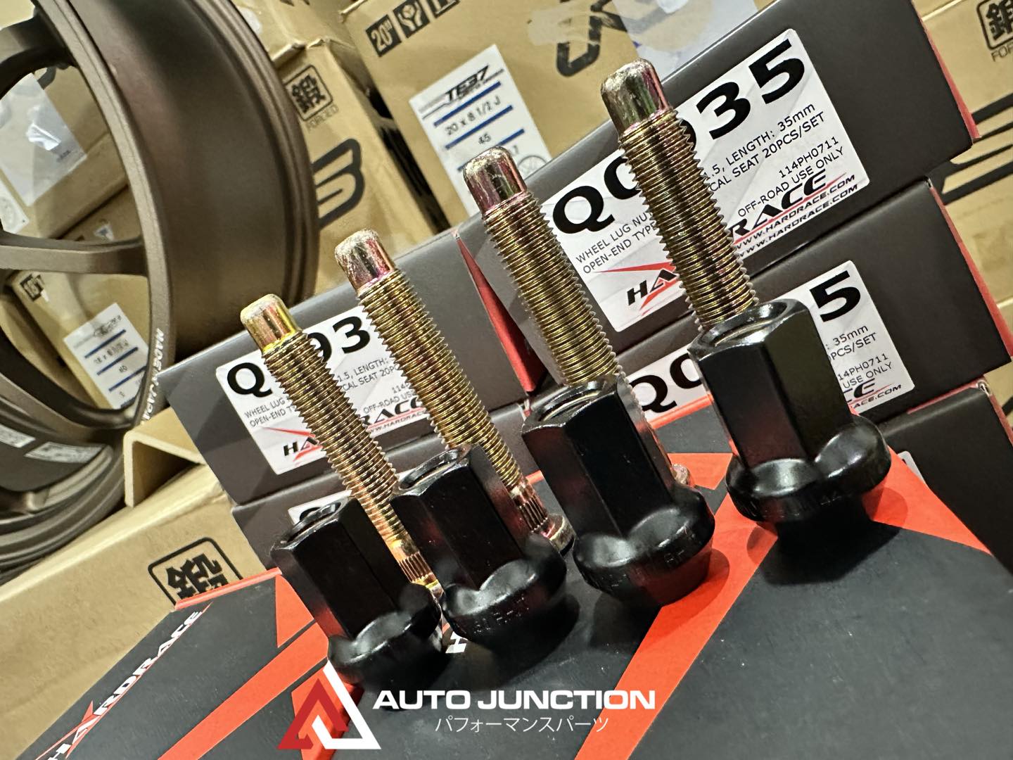 Auto Junction Facebook ad: HARDRACE EXTENDED STUD BOLT AND OPEN ENDED LUGNUTS…