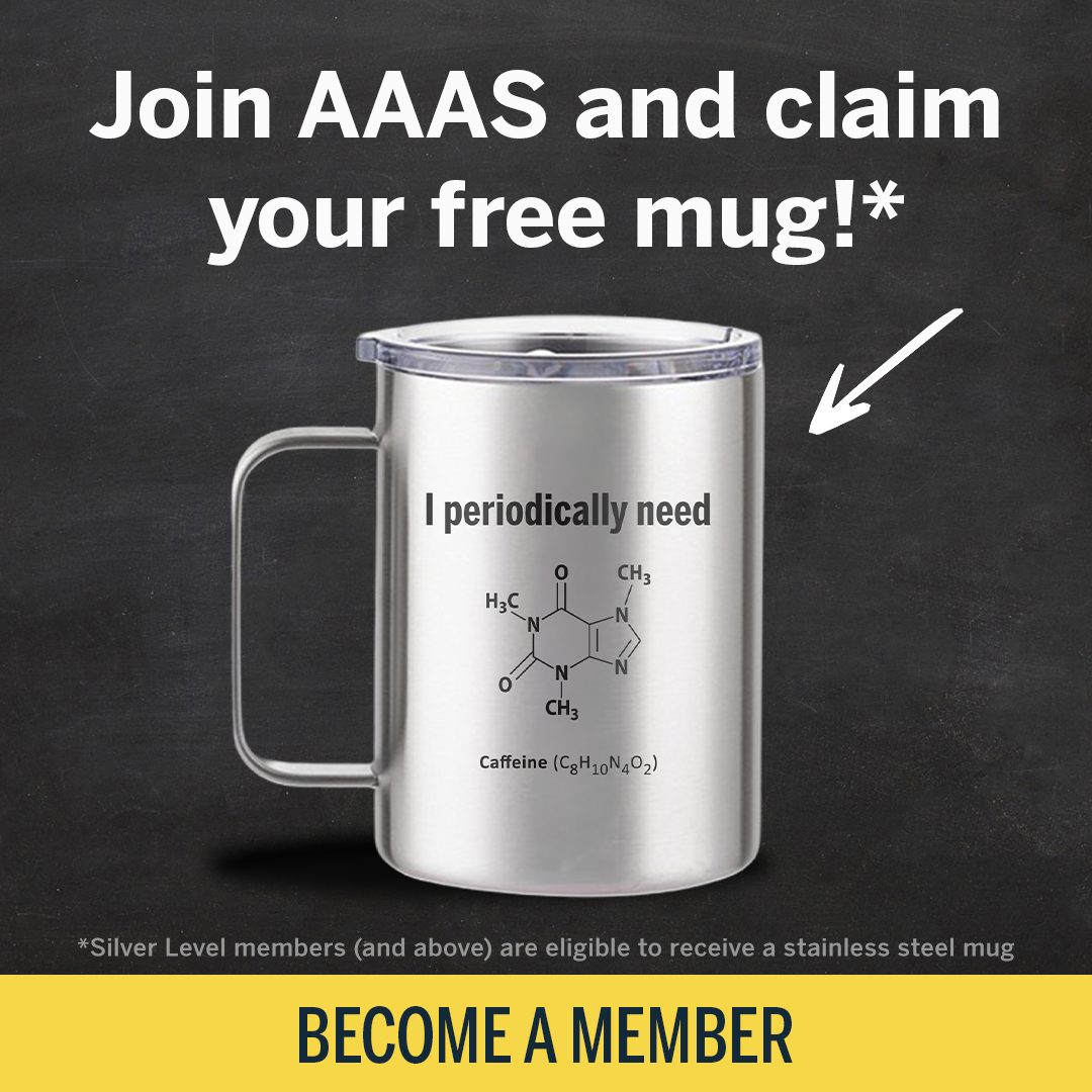 AAAS - The American Association for the Advancement of Science Facebook ad: Get a free limited-edition travel mug!