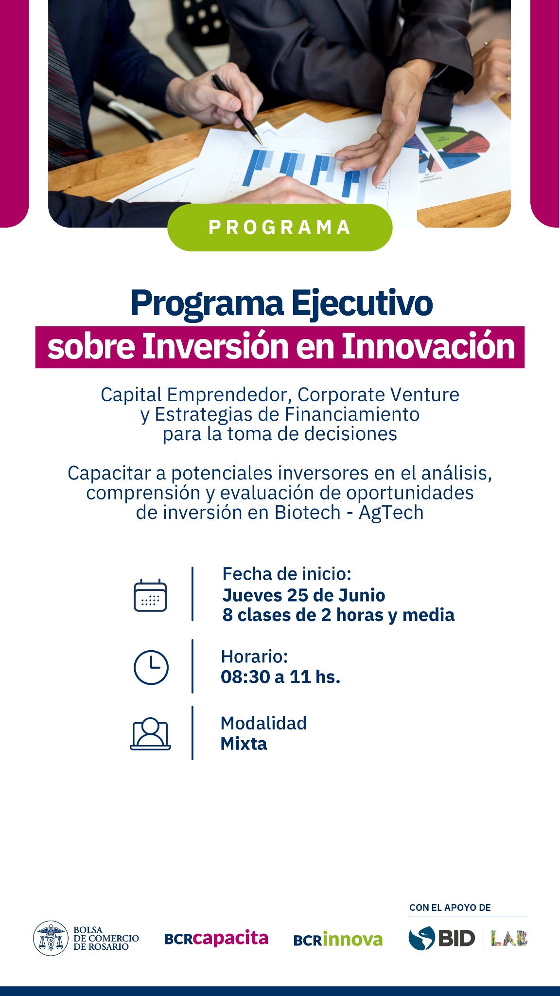 Bolsa de Comercio de Rosario Facebook ad: Invertir en AgTech y Biotech