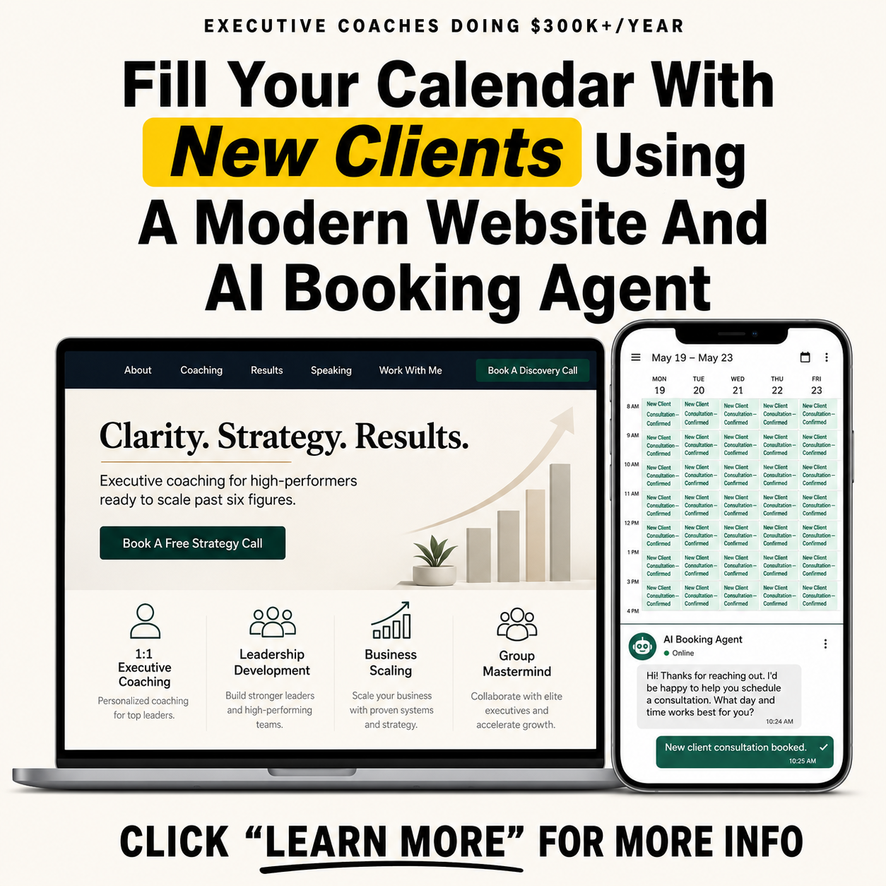 The Mirage Framework Facebook ad: Premium Website for Business Coaches Doing $250K+ a Year