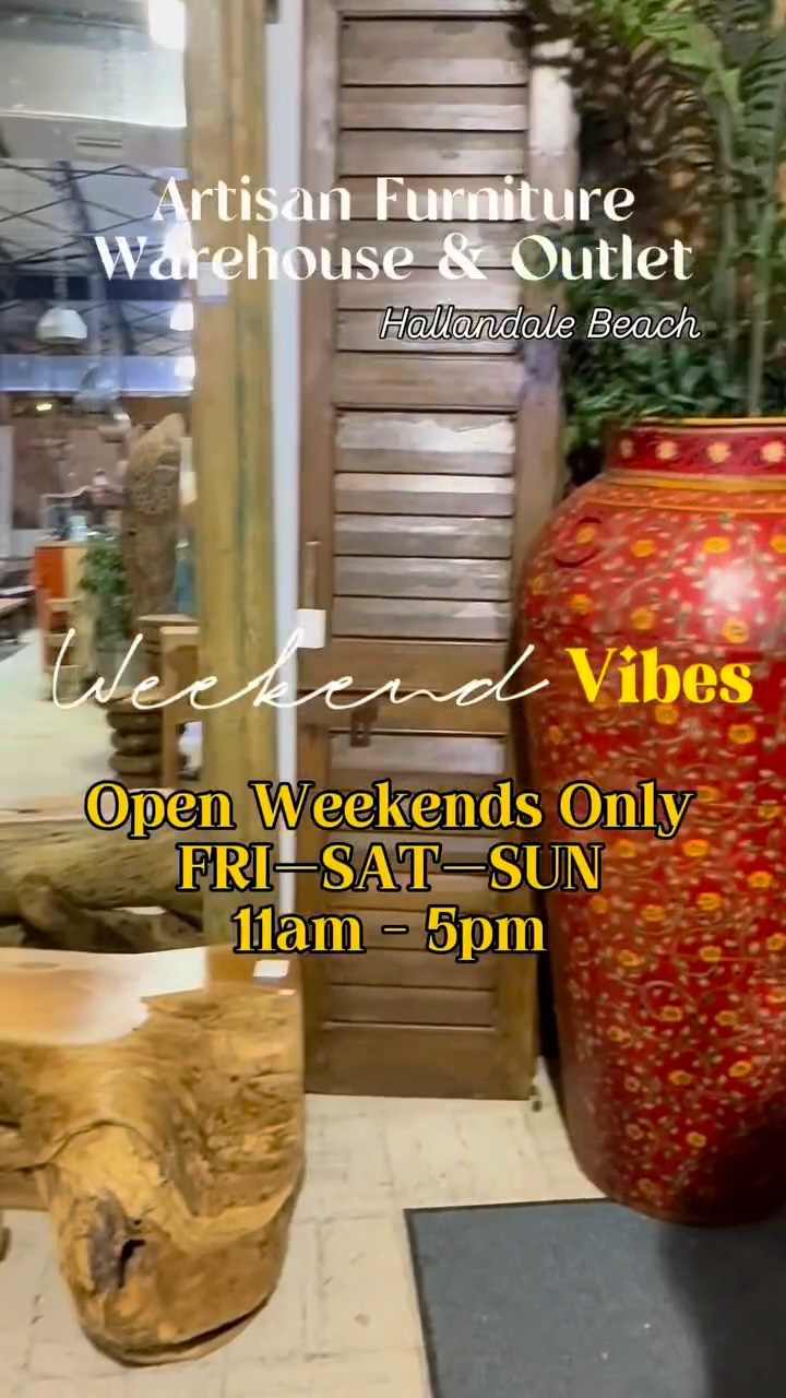 Artisan Furniture & Finds Facebook ad: Our Hallandale Beach Warehouse & Outlet is now…