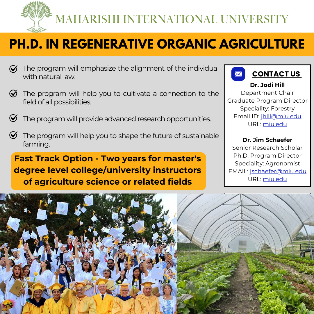 Master of Science in Regenerative Organic Agriculture Facebook ad: Advance your career by becoming an expert in…