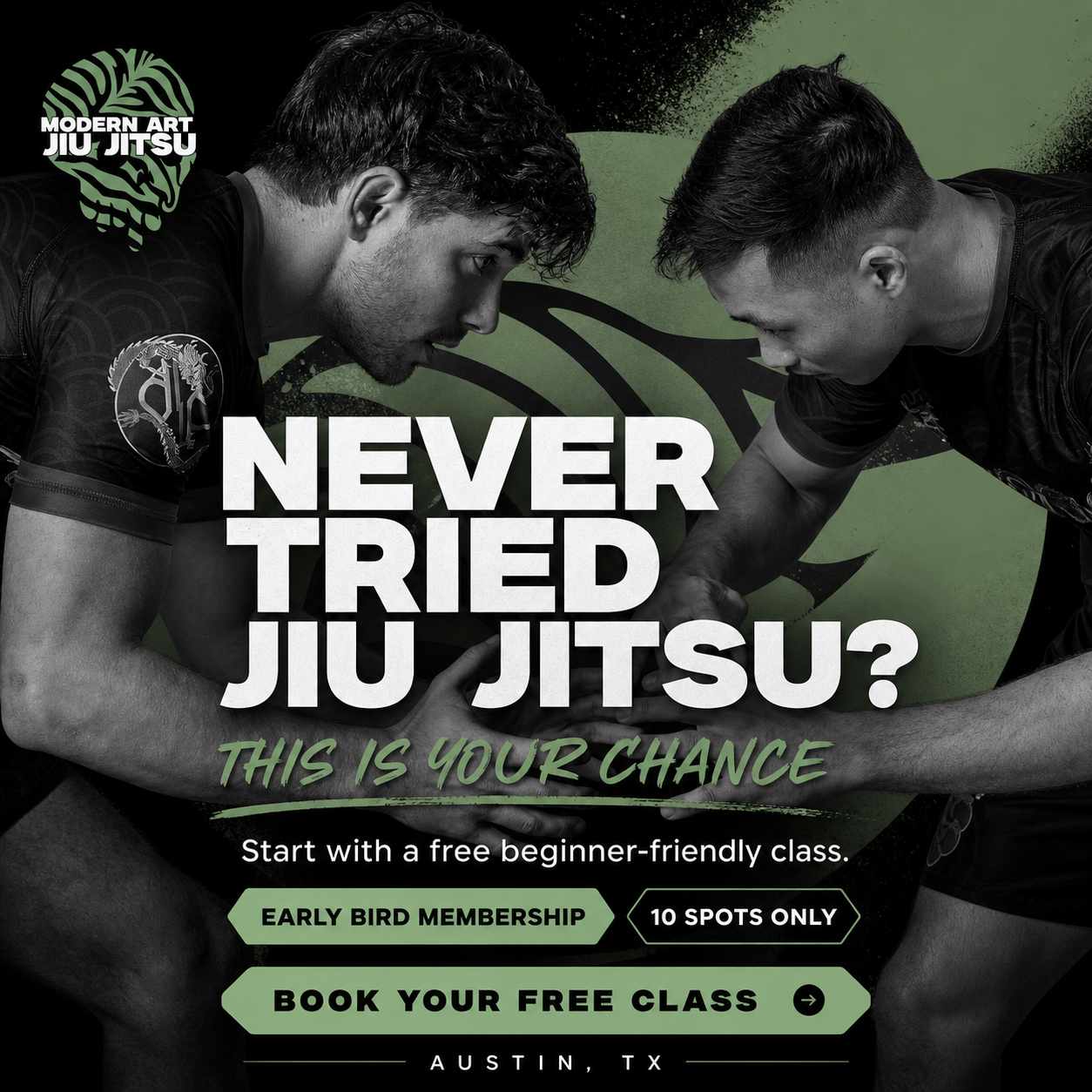 Modern Art Jiu Jitsu Facebook ad: Try a FREE Intro Class