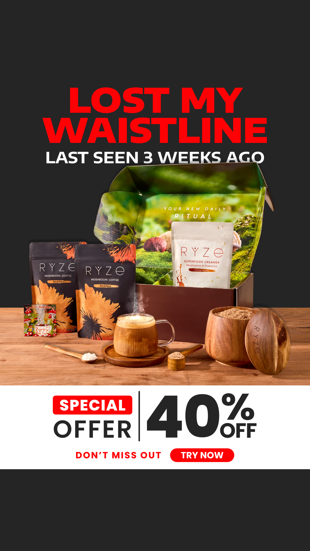 RYZE Superfoods Facebook ad