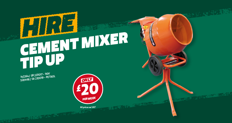 Travis Perkins Facebook ad: Hire Deal on Cement Mixers
