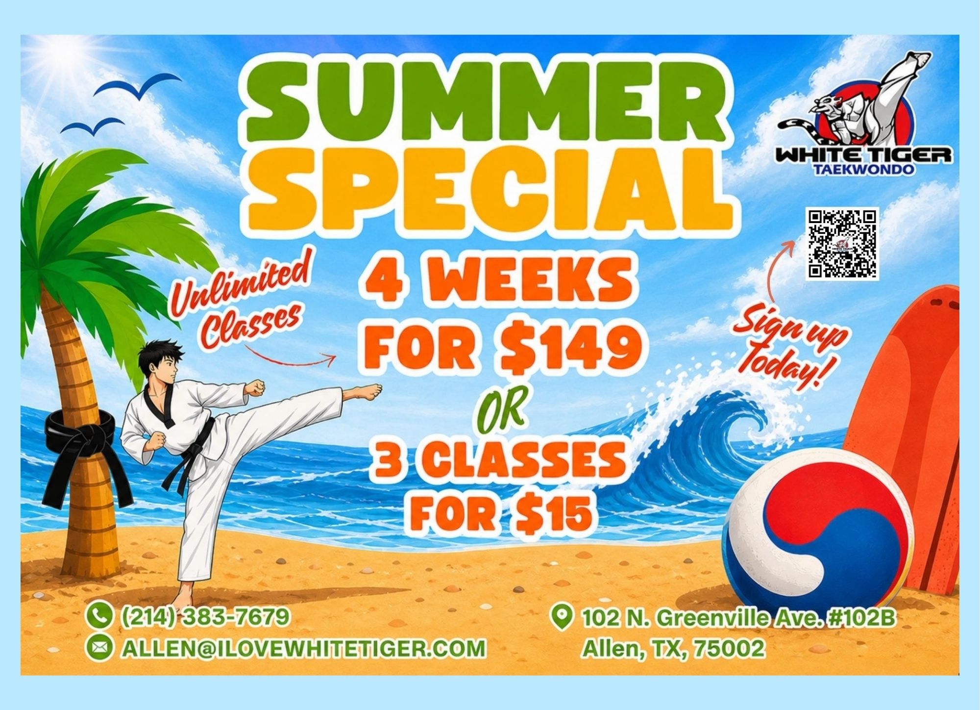 White Tiger Taekwondo Allen Facebook ad