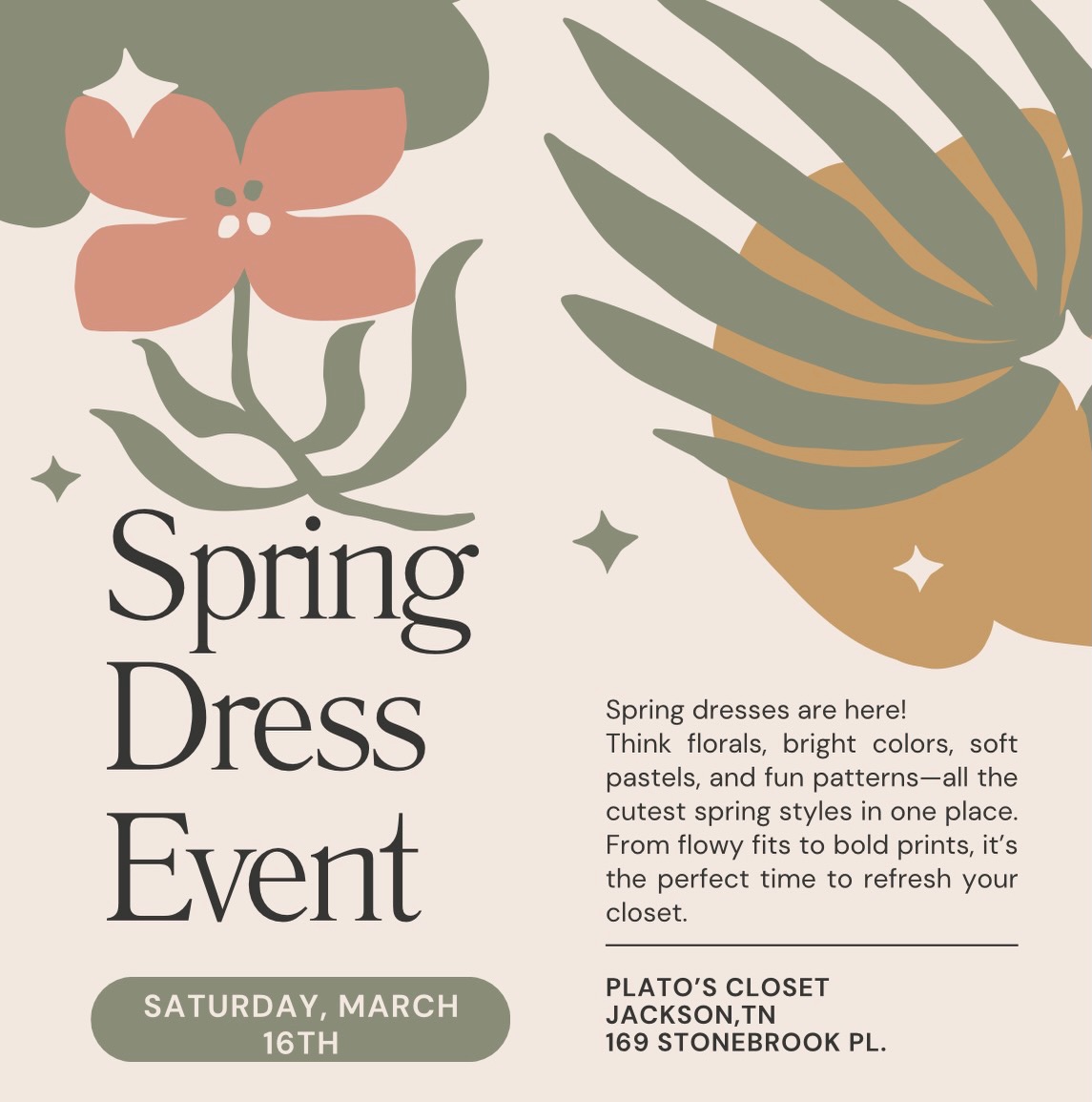 Plato's Closet - Jackson, TN Facebook ad: Spring Dress Event, March 21
