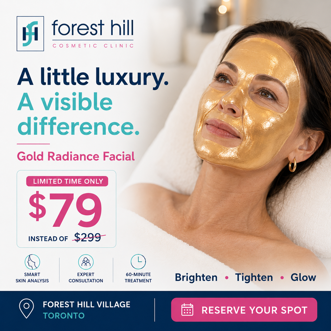 Forest Hill Cosmetic Clinic Facebook ad: Personalized Facial Care, Only $79