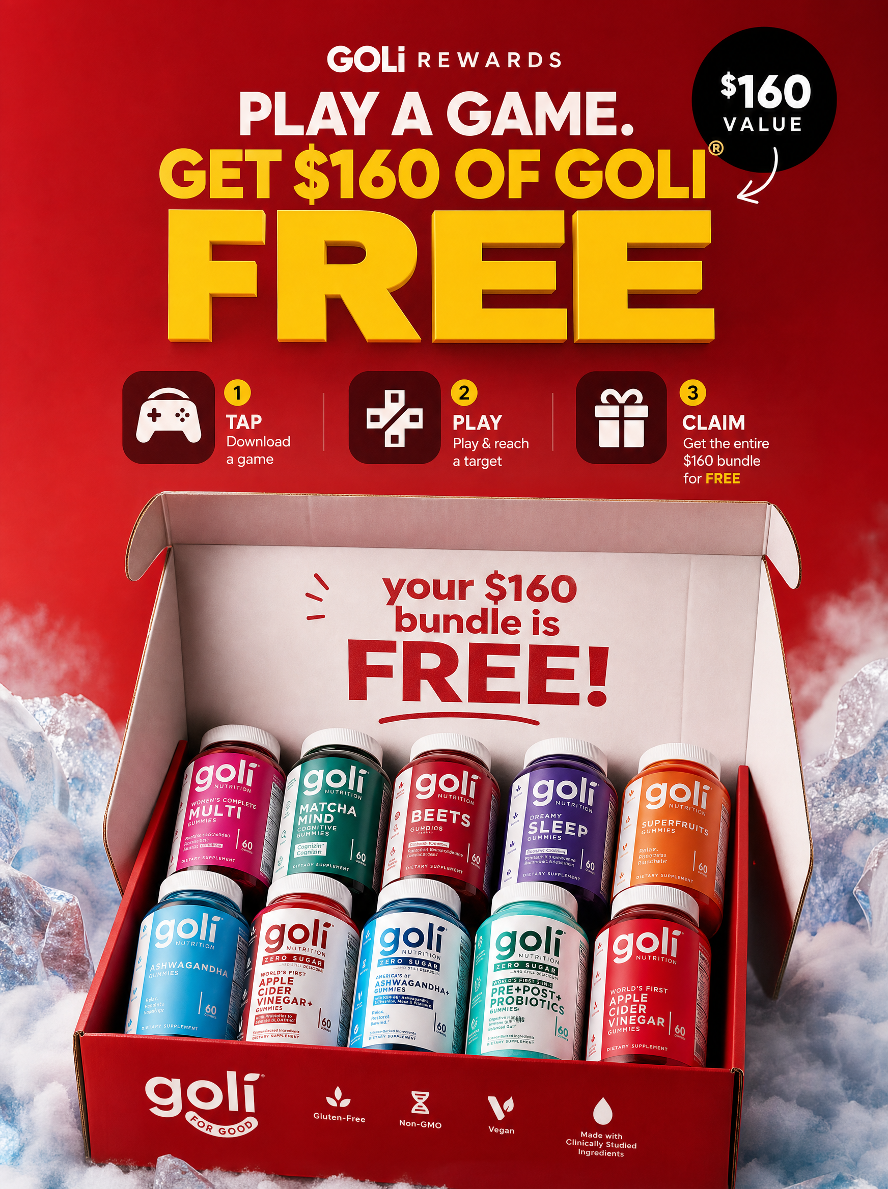 Goli Facebook ad: Play Games → Get $160 In Goli FREE