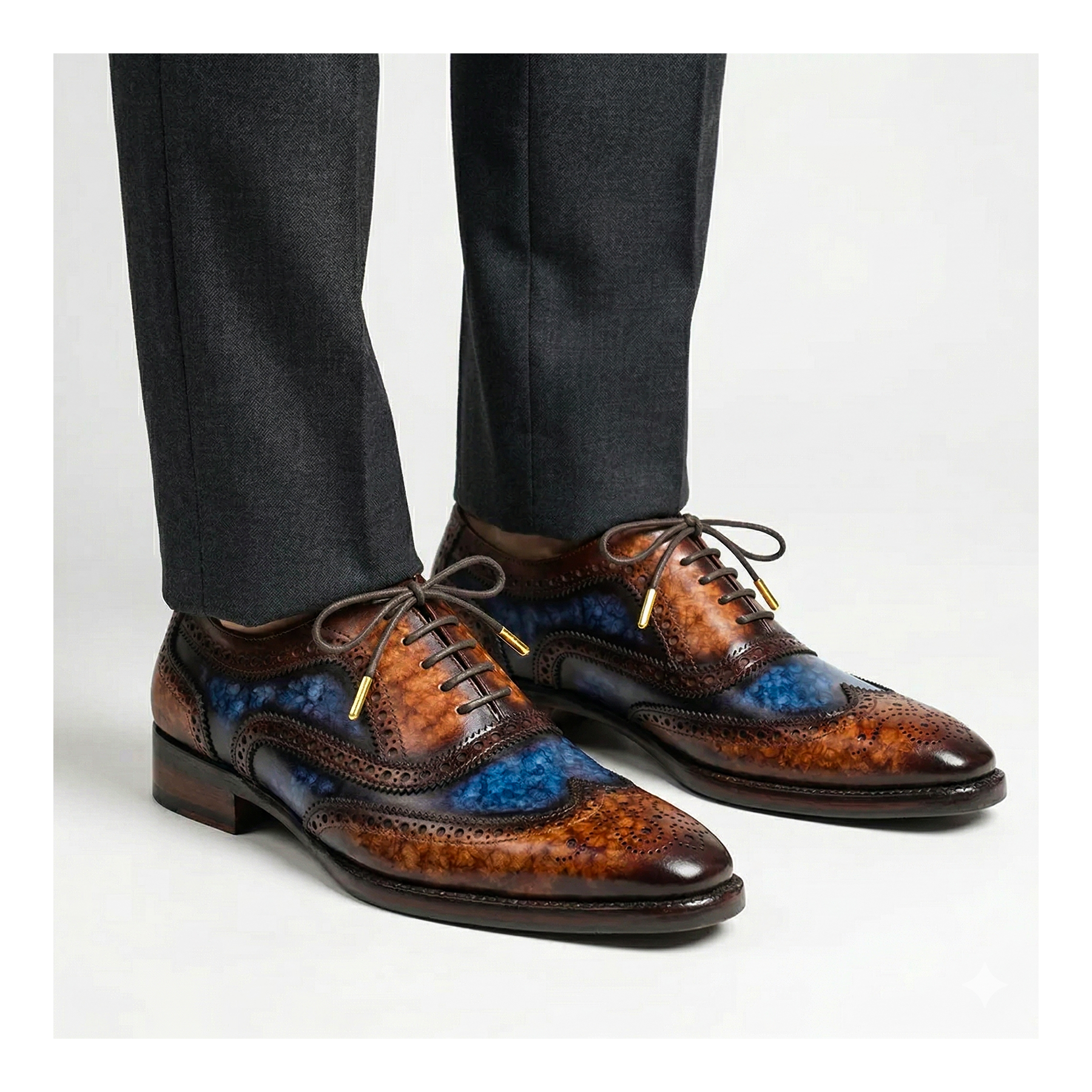 Lethato - Handcrafted Shoes Facebook ad: Wingtip Brogue Oxford- Brown & Blue