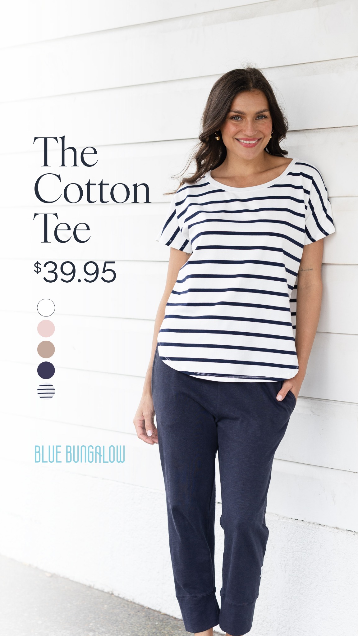 Blue Bungalow Facebook ad: The Cotton Tee, $39.95