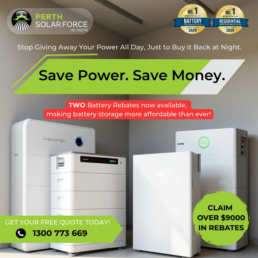 Perth Solar Force Facebook ad: Beat the Grid with Solar & Battery Storage