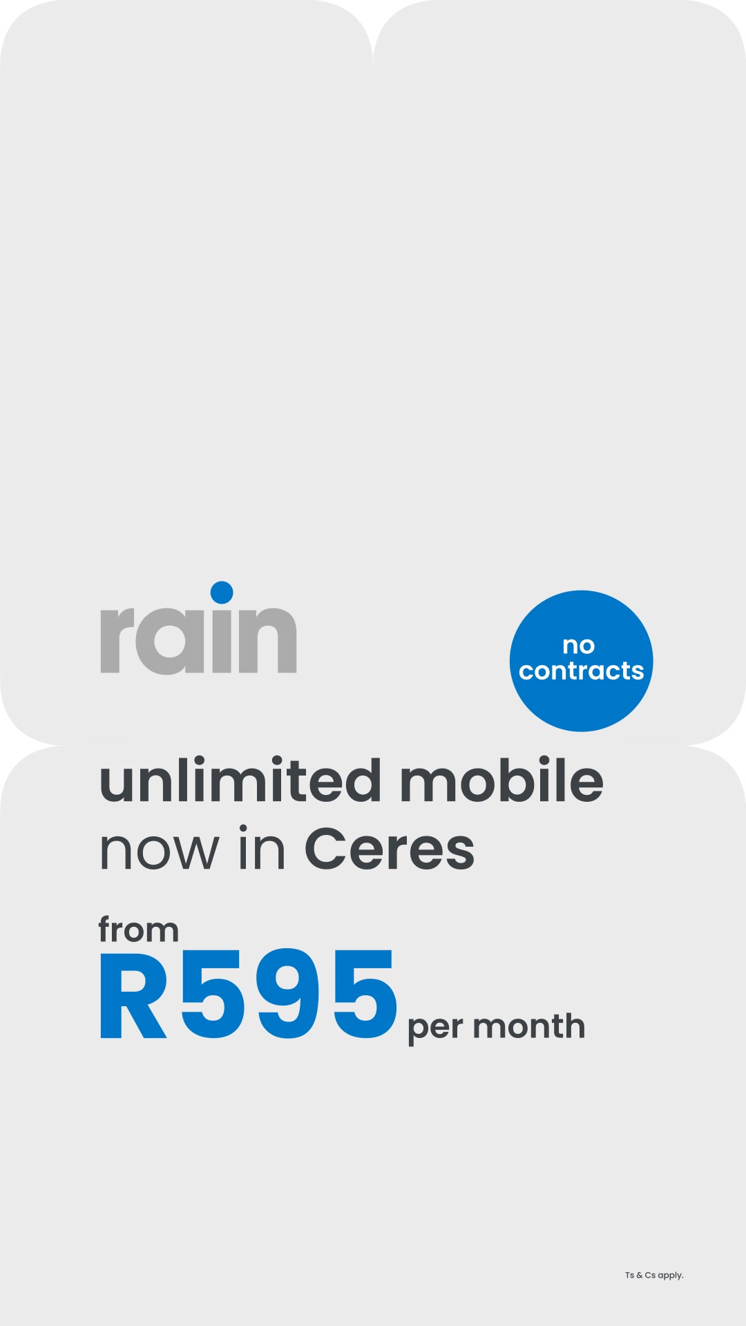 rain South Africa Facebook ad: unlimited data, calls & sms