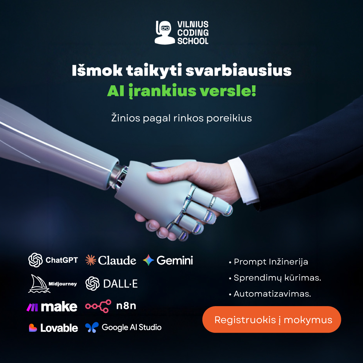 Vilnius Coding School Facebook ad