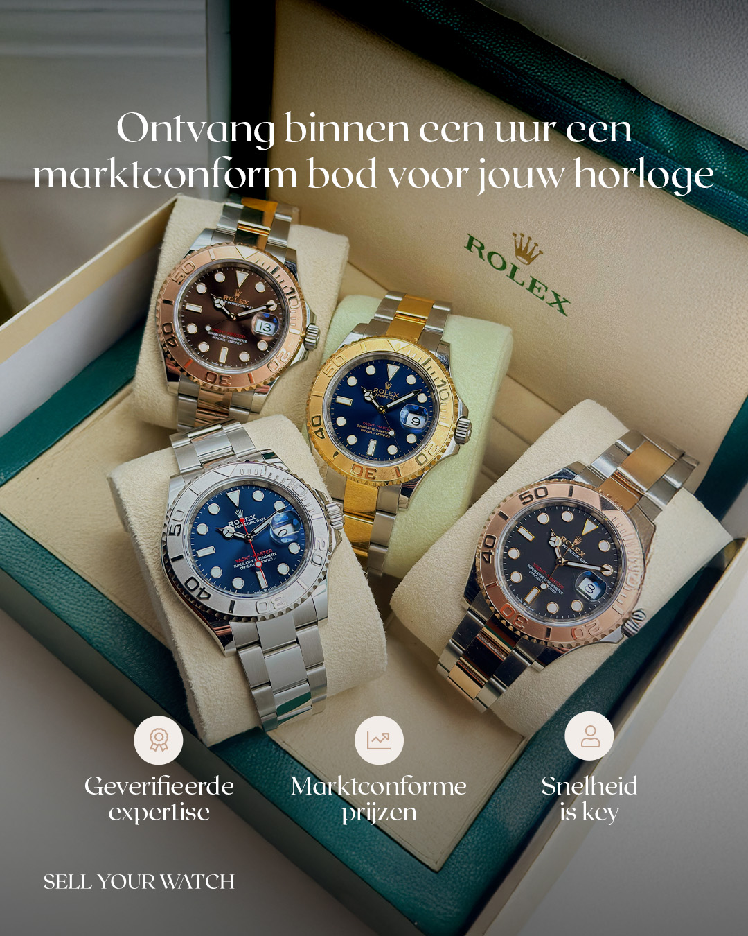 Sell Your Watch Facebook ad: Krijg binnen 1 uur een bod!
