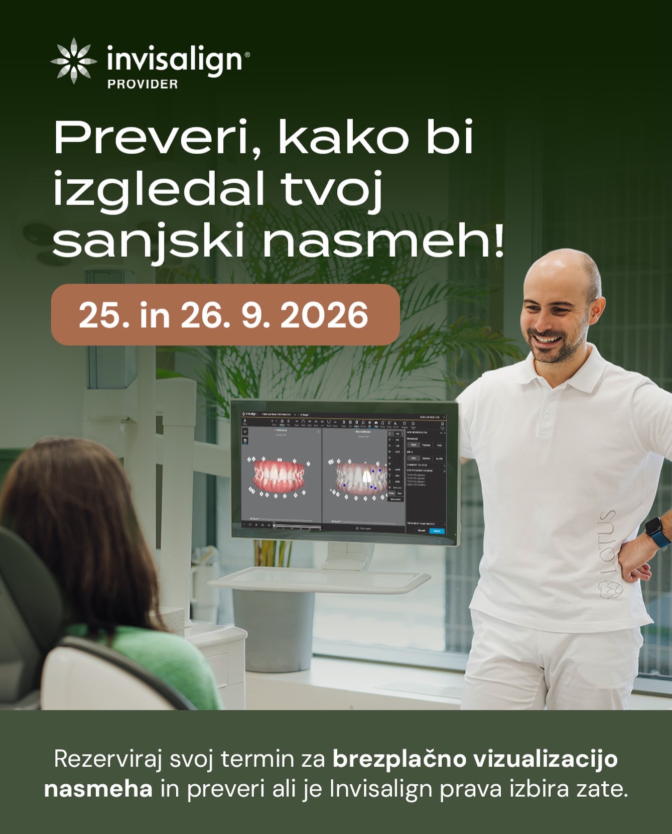 Lotus dentalni center Facebook ad: »Že dolgo razmišljam o Invisalignu, pa ne vem…