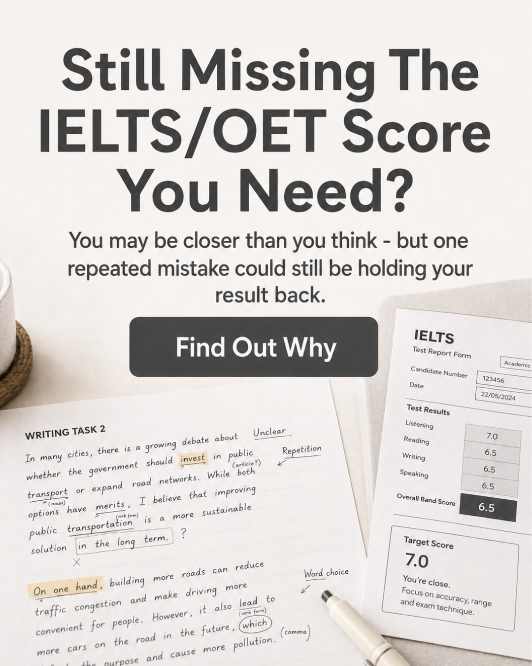 Morphema.co Facebook ad: Before You Book Another IELTS/OET Test