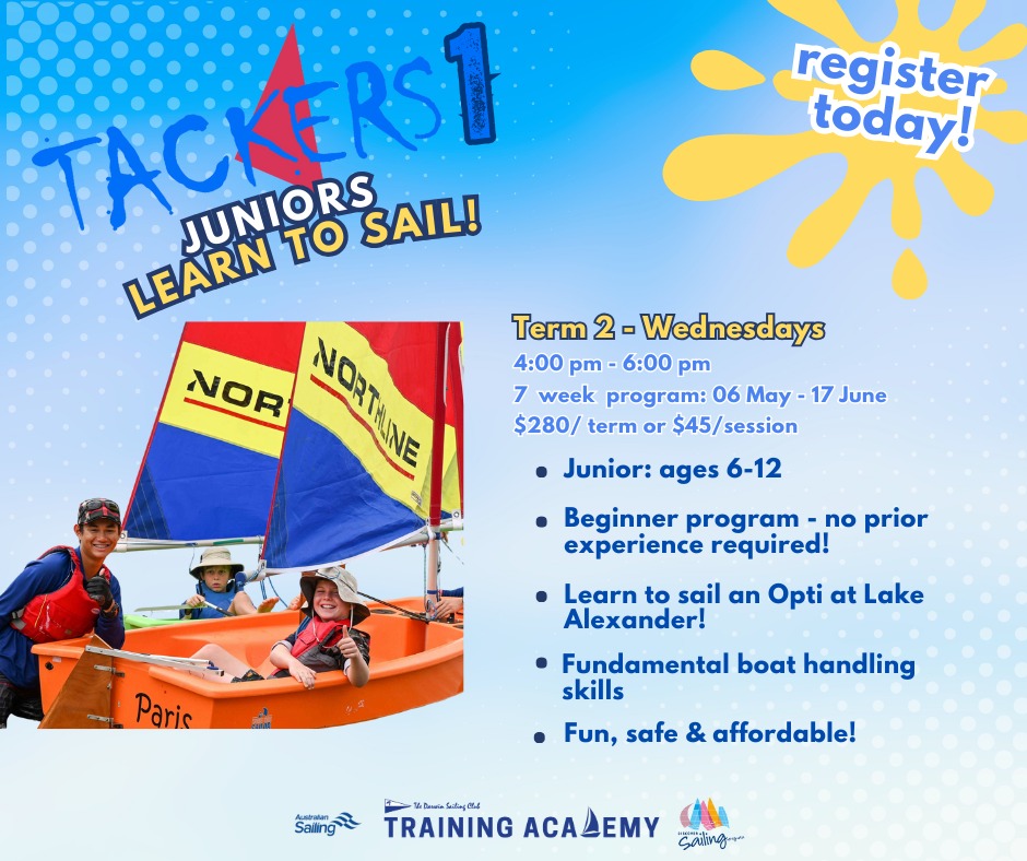Darwin Sailing Club Training Academy Facebook ad: Tackers 1 - Wednesdays - Term 2 - Darwin Sailing Club