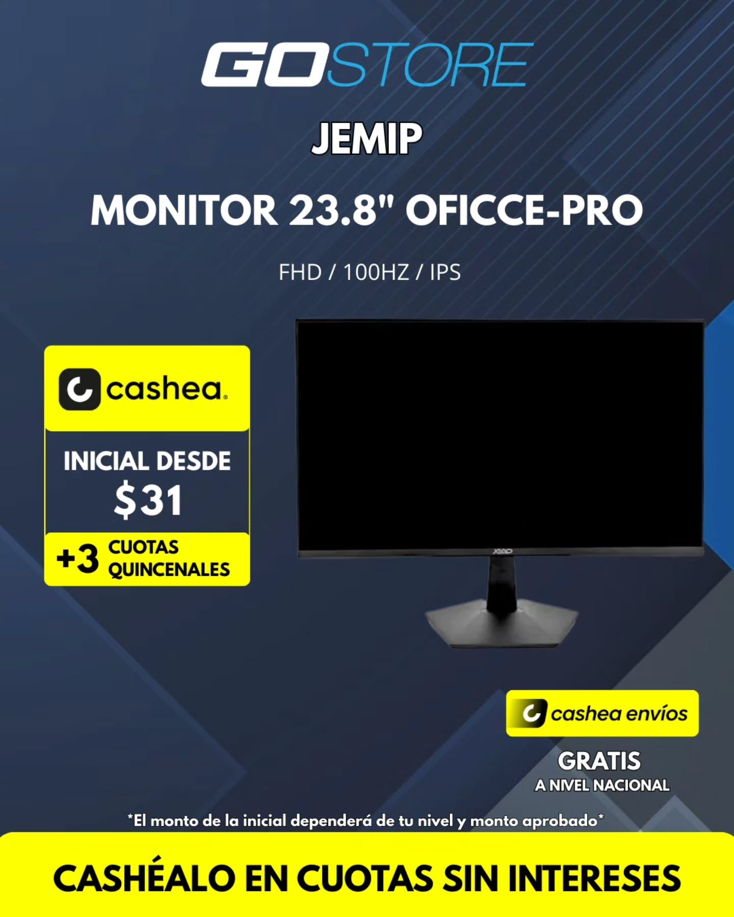GoStore Facebook ad: LOS MEJORES MONITORES A CUOTAS EN GOSTORE