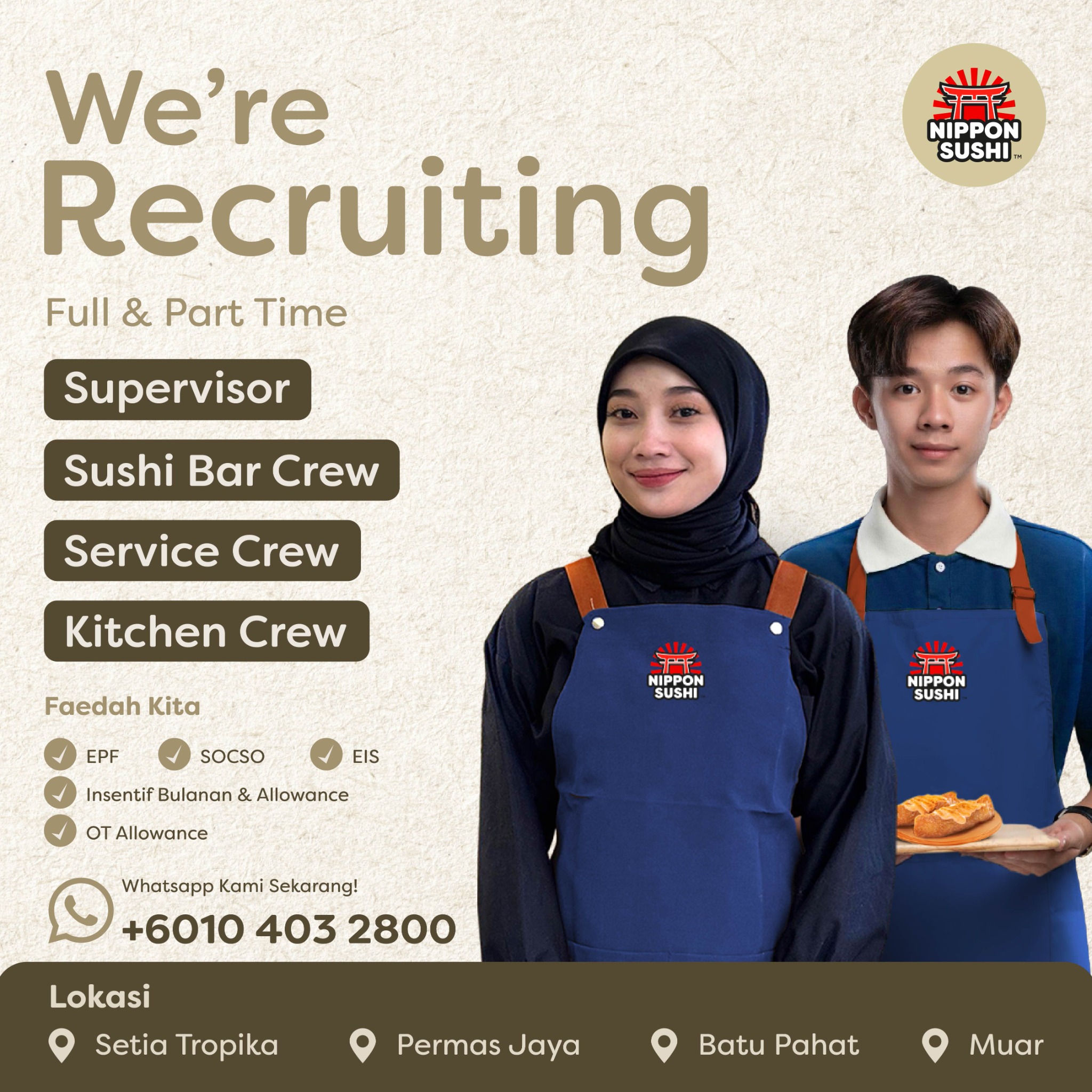 Nippon Sushi Malaysia Facebook ad: Apply Now