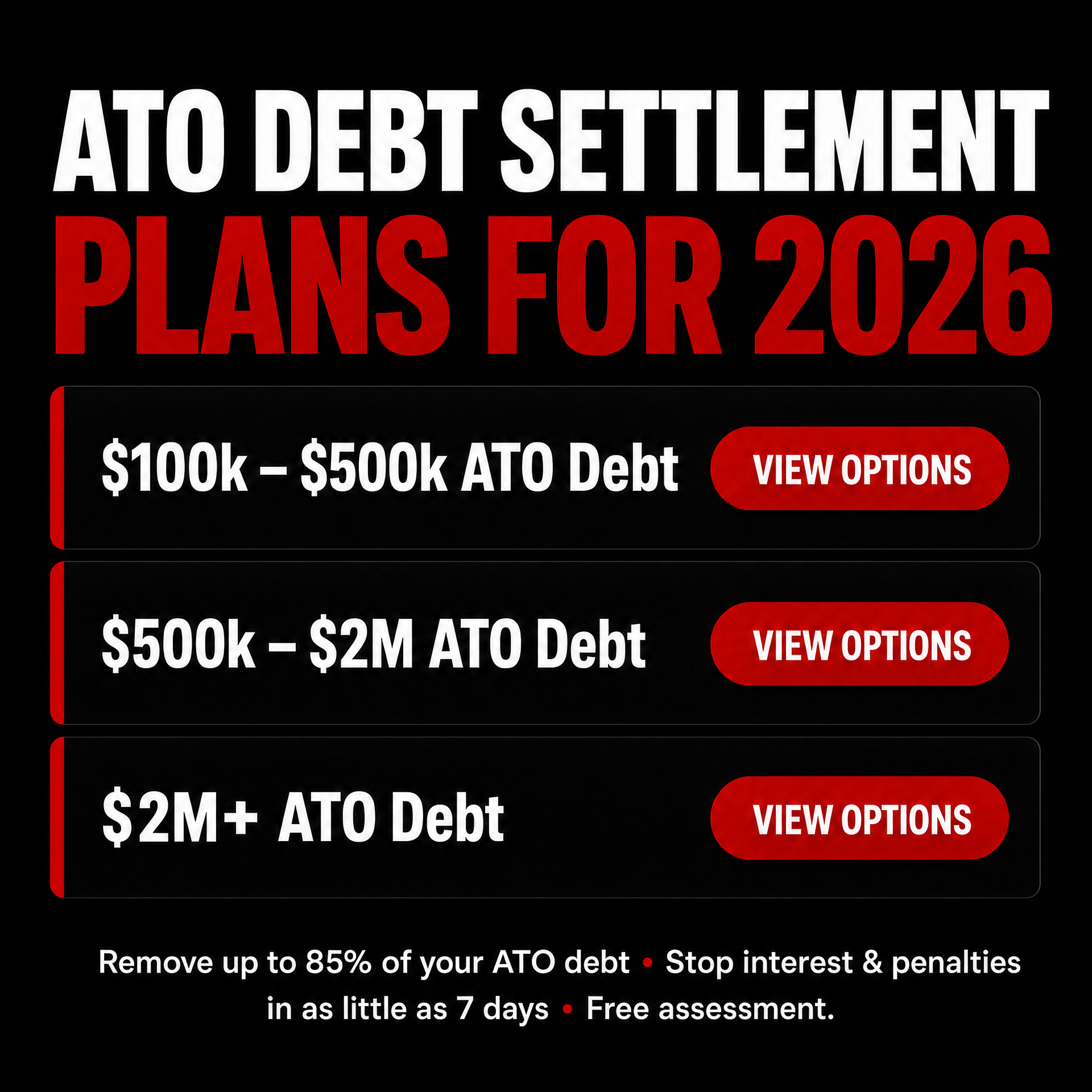 ATO Debt Reduction - True Compare Facebook ad: $100K+ in ATO Debt? Here’s What Most Accountants Won’t…