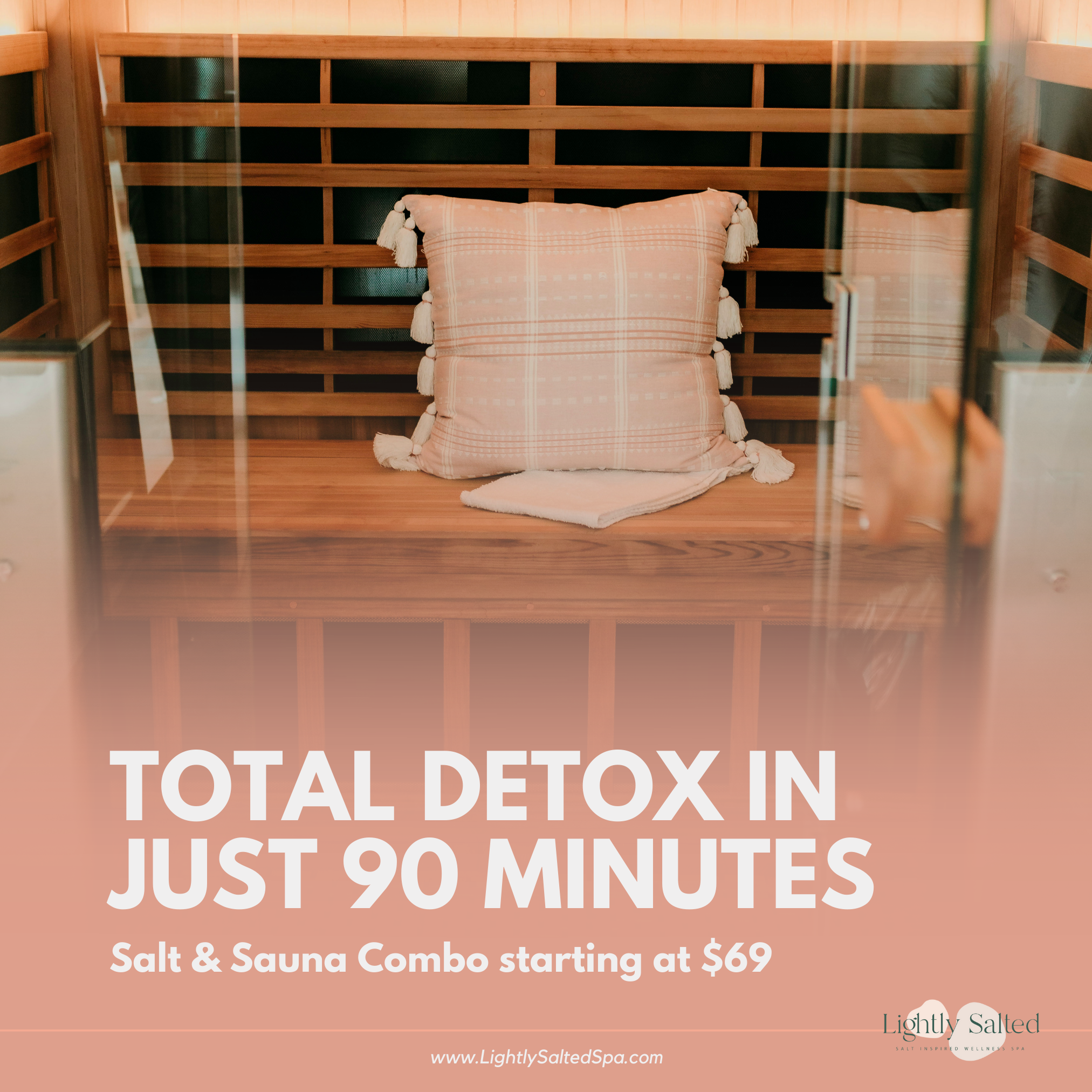 Lightly Salted Spa Facebook ad: Sweat. Breathe. Glow.