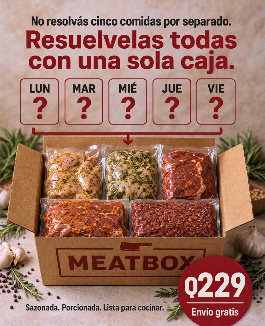 Meat Box Facebook ad: Escribenos