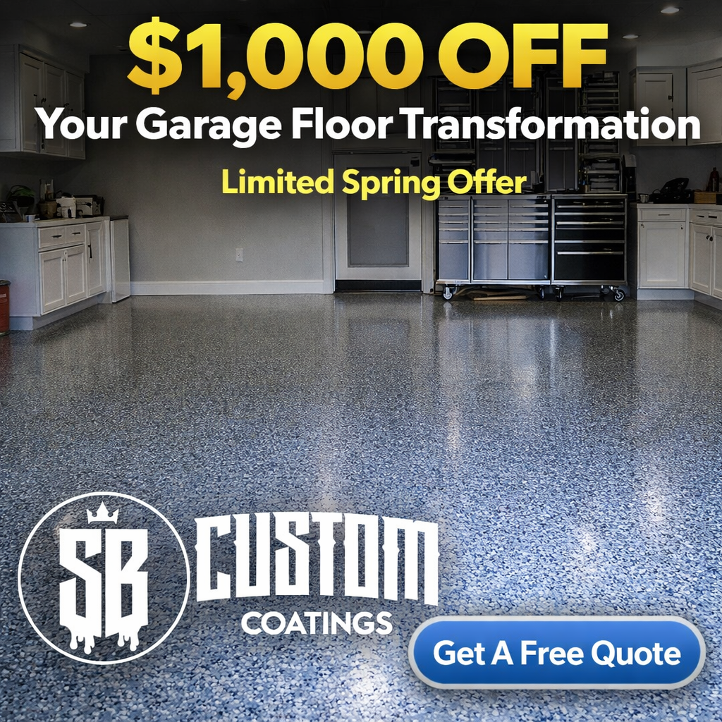 S&B Custom Coatings Facebook ad: $1,000 OFF Garage Floors (LIMITED TIME ONLY)