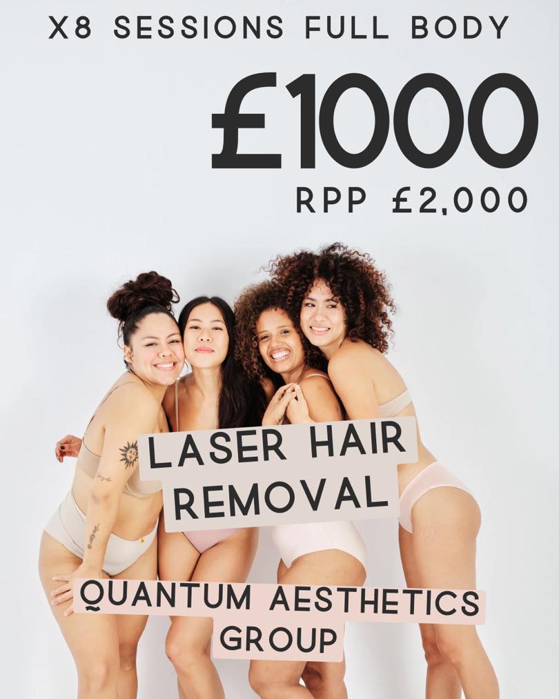 Quantum Aesthetics Group LTD Facebook ad: 50% OFF Full Body Laser Hair Removal