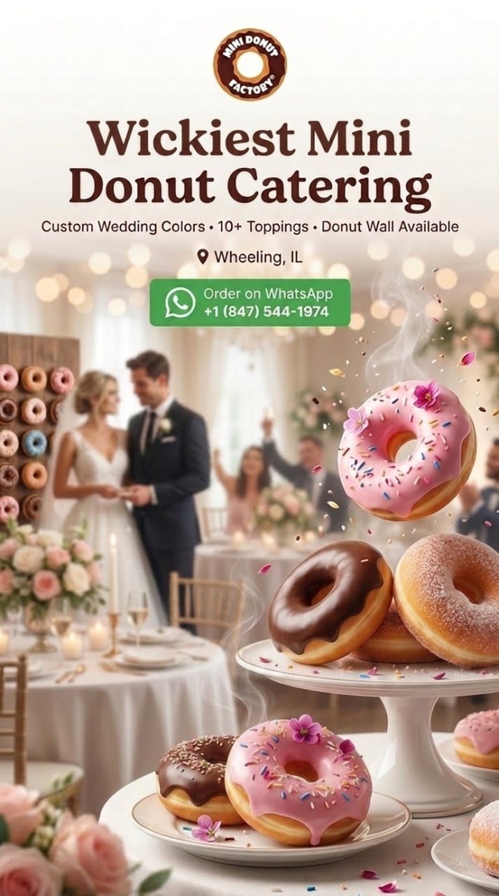 Mini Donut Factory Facebook ad: Create a wedding dessert experience your guests will…