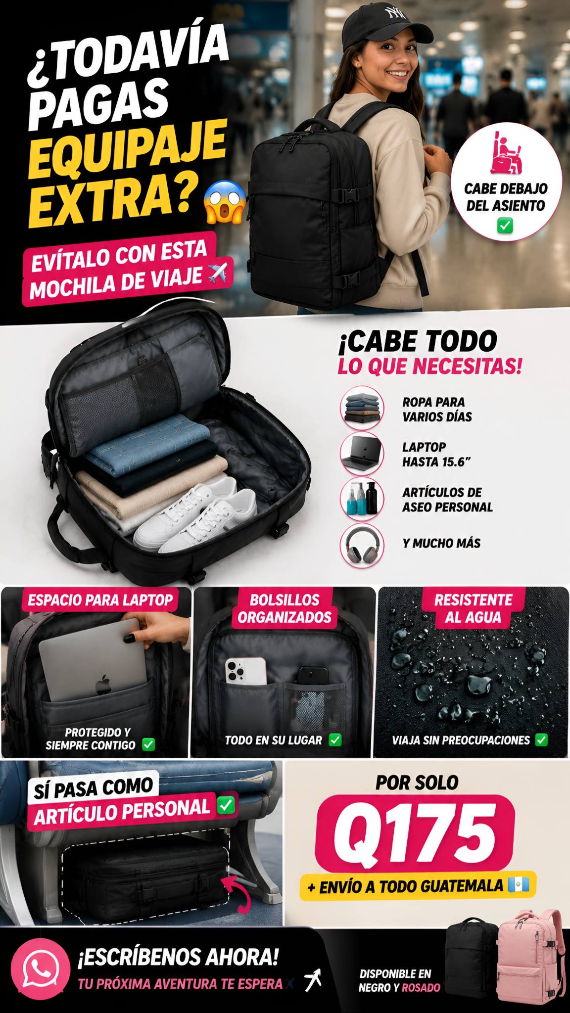 GT HOGAR Facebook ad: ¡Viaja más cómodo y evita pagar equipaje extra…
