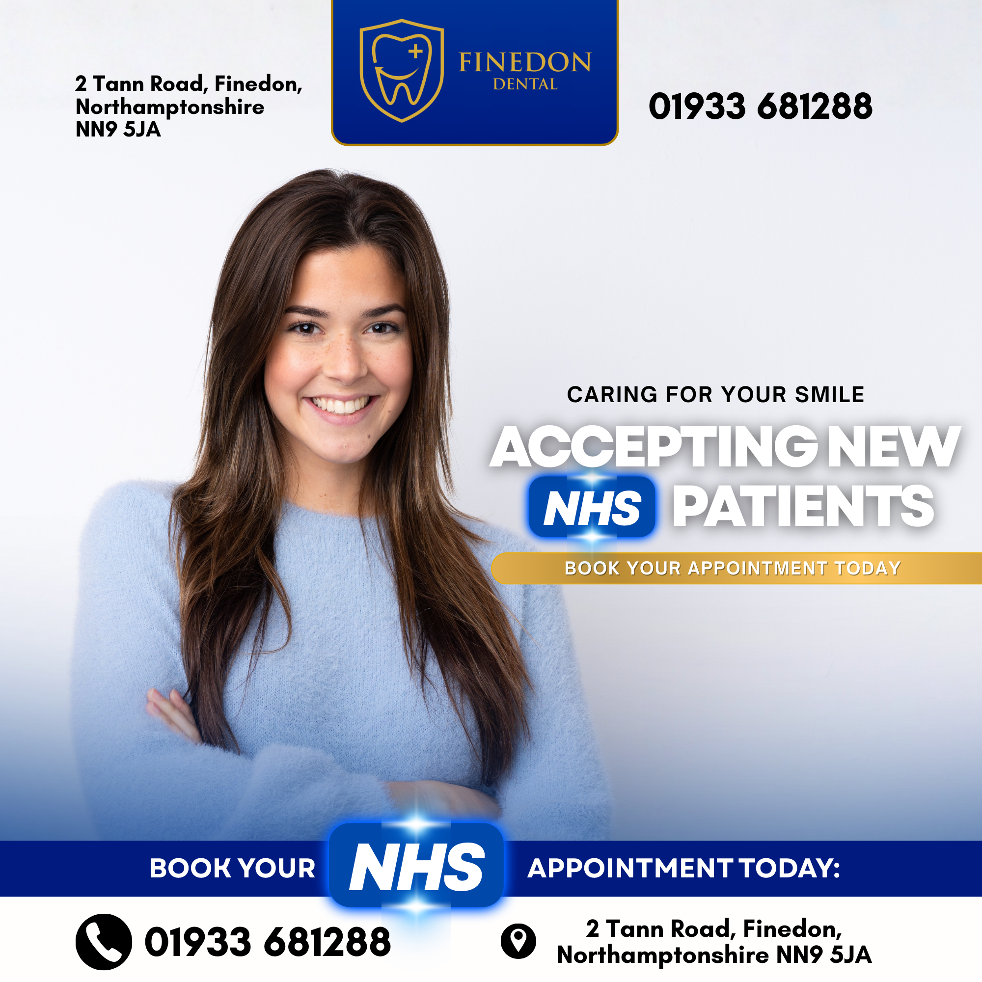 Finedon Dental Practice Facebook ad: Now accepting children & NHS-exempt patients at Finedon