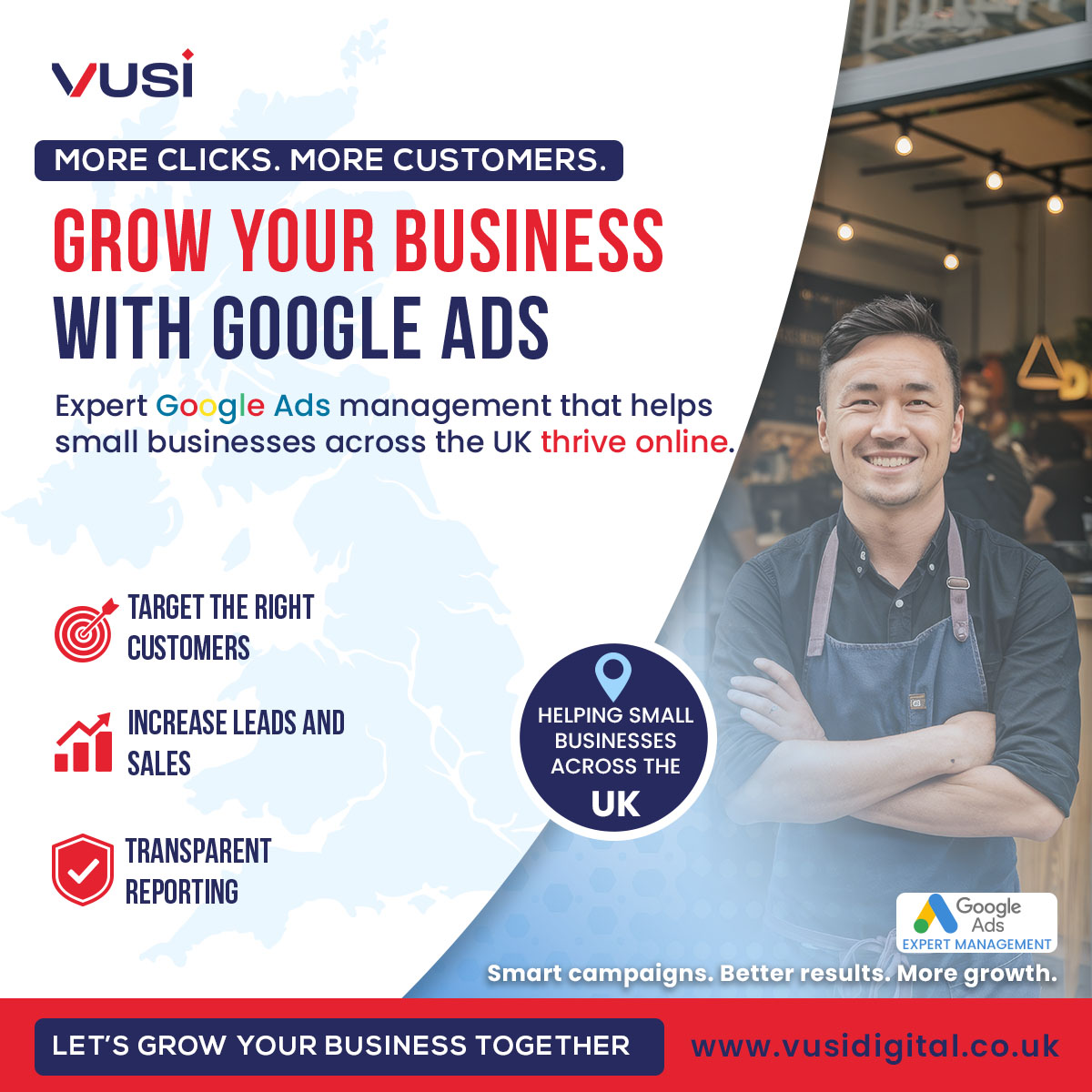 VUSI Facebook ad: FREE £400 Google Ads Voucher