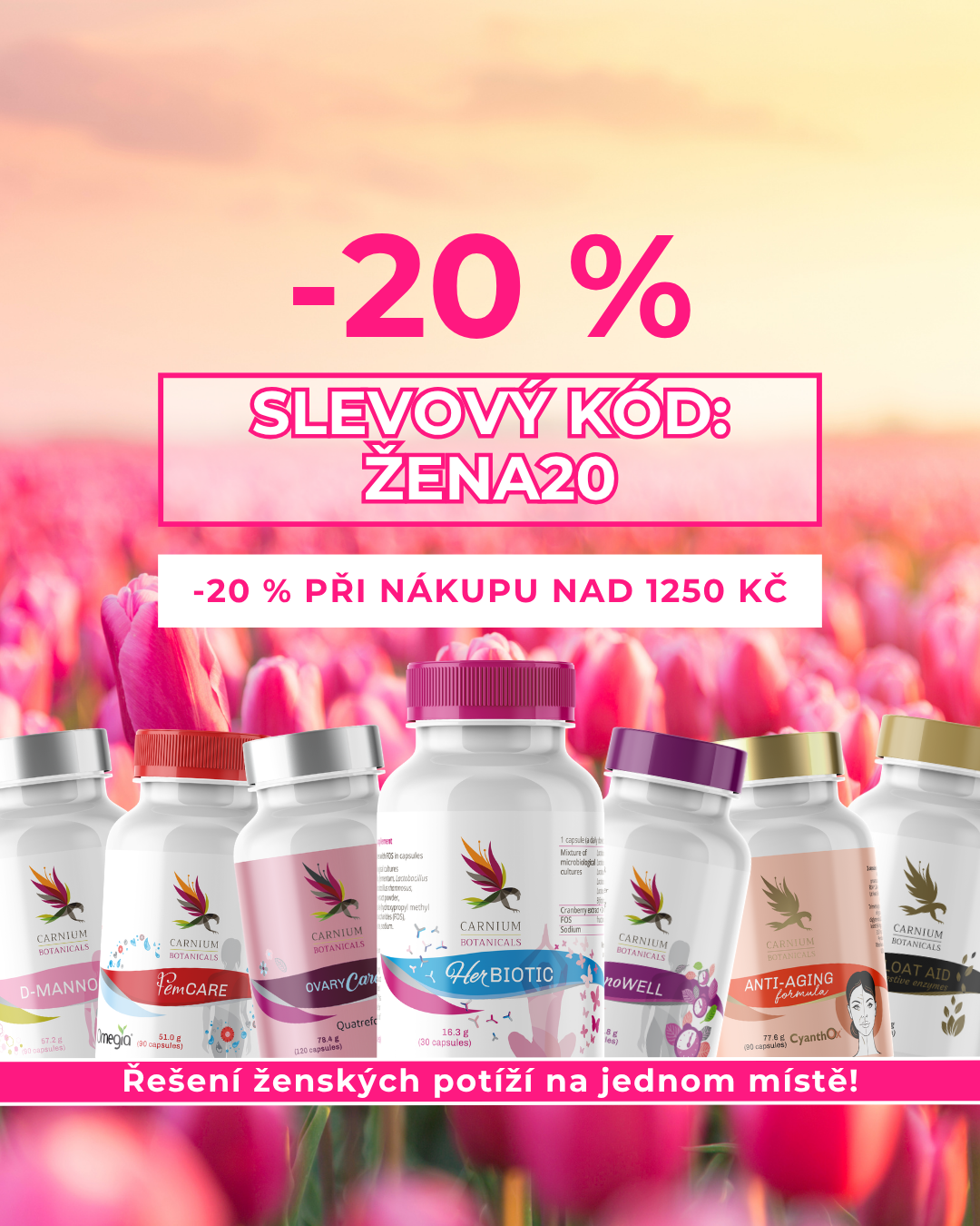 Carnium Botanicals Česko Facebook ad: Podpora pro ženské tělo