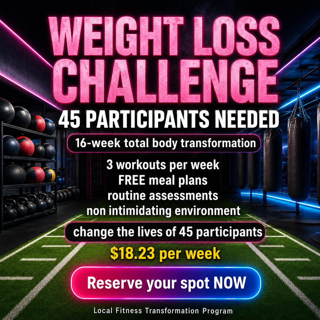 Pure Performance Martial Arts Center Facebook ad: Fitness and Weight Loss Program