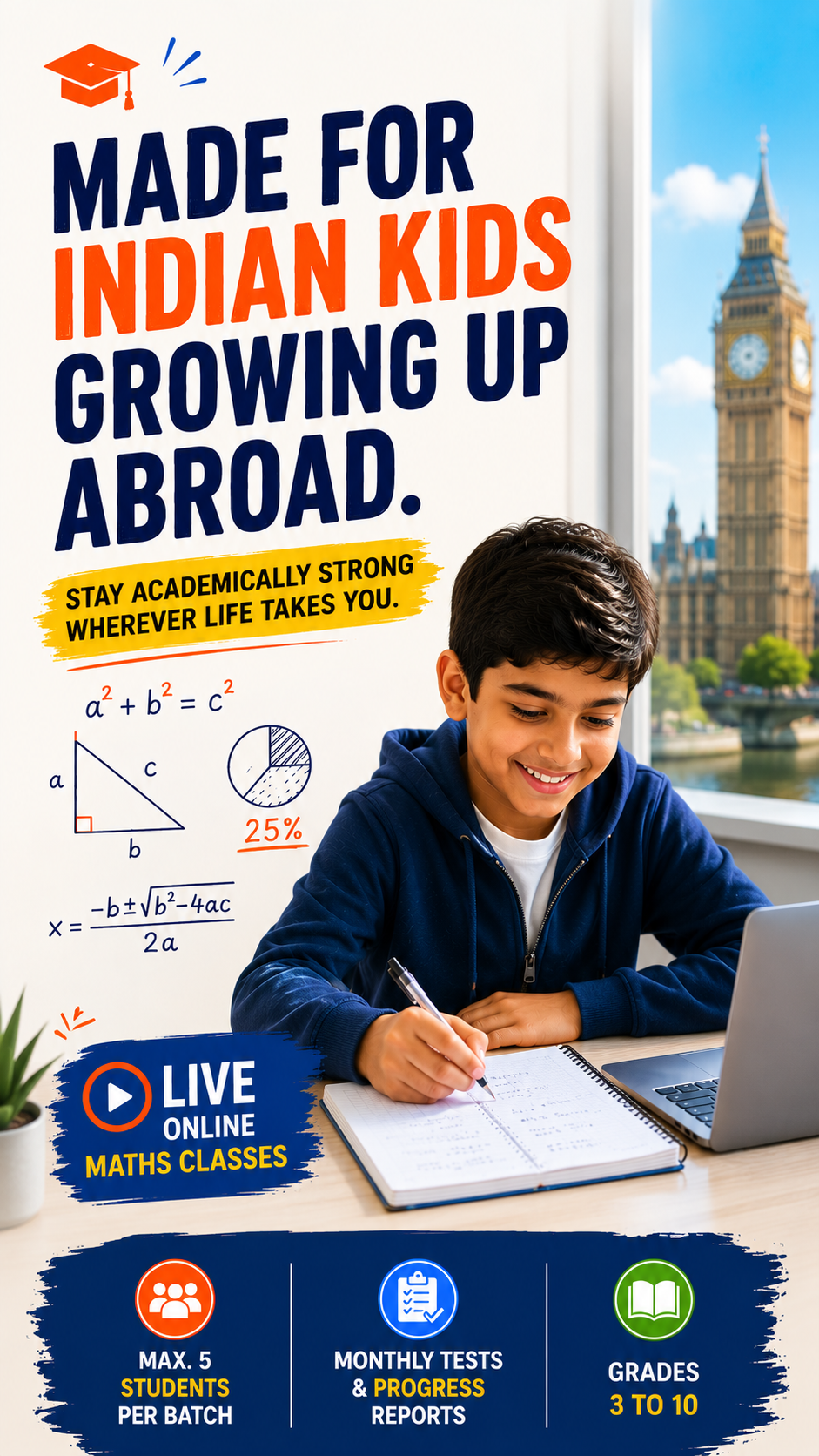 Kidway Global Facebook ad: Just €50/Month for Maths & English