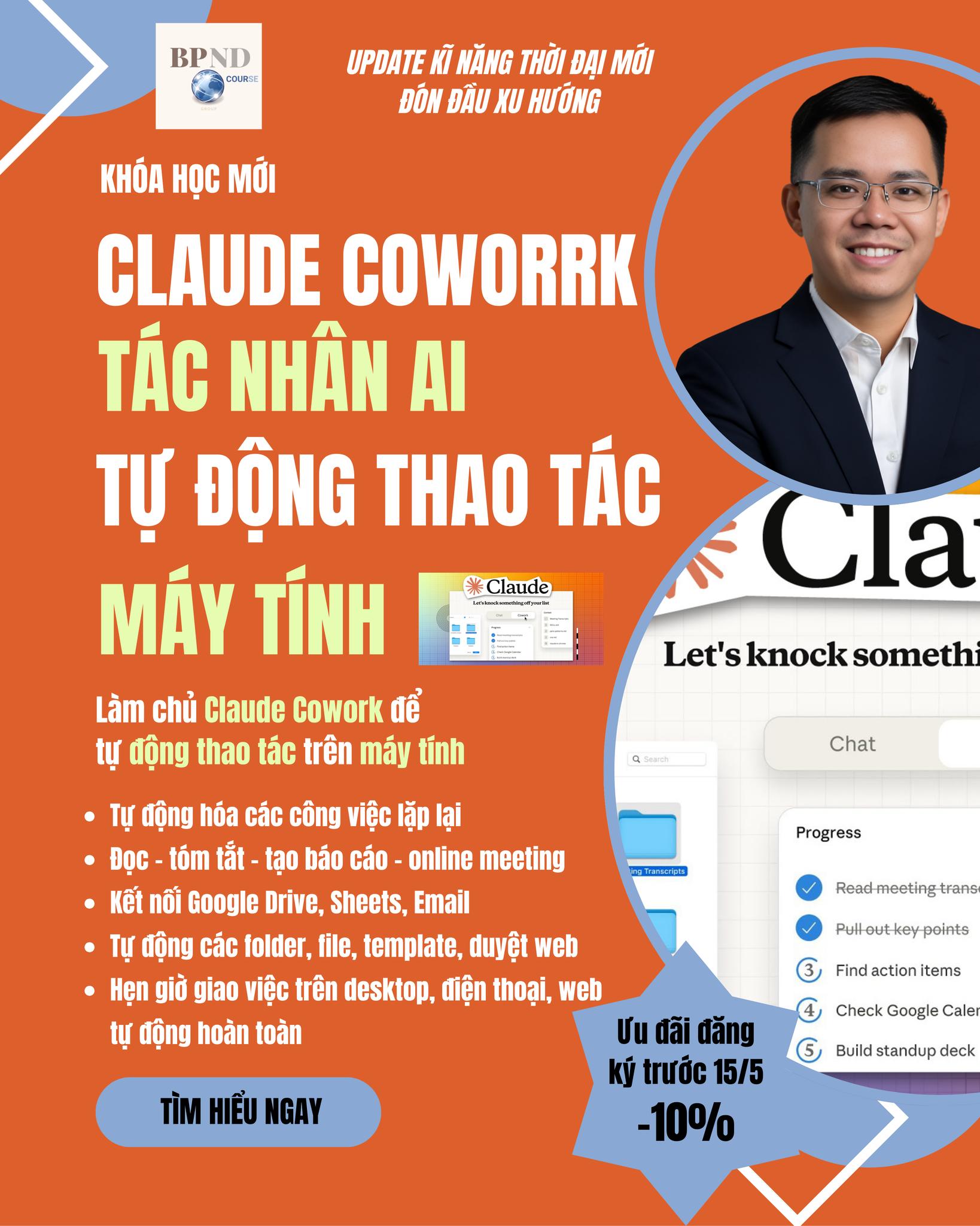 Lê Văn Đức AI Data Trainer Facebook ad: KHÓA HỌC CLAUDE COWORK, TÁC NHÂN AI TỰ…
