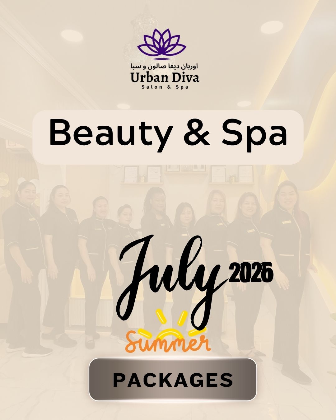 Urban Diva Salon & Spa Qatar Facebook ad: JULY SUMMER PACKAGES ARE HERE!