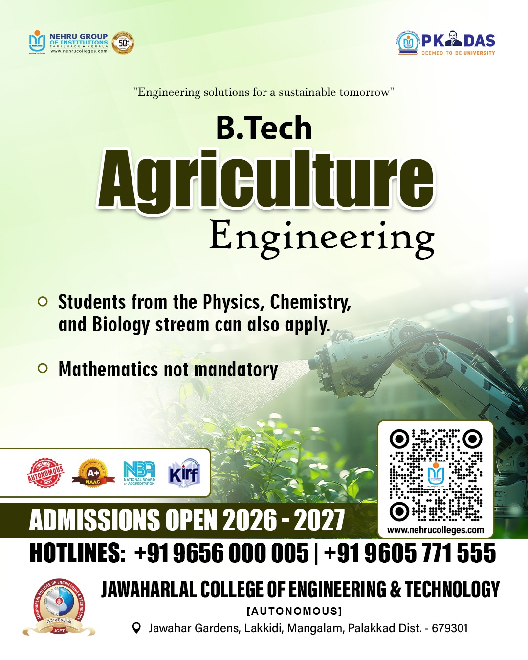 Nehru Group Kerala Facebook ad: Your seat in the future of agriculture is…