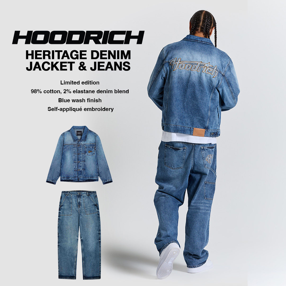 Hoodrich Facebook ad: SHOP THE HERITAGE DENIM COLLECTION