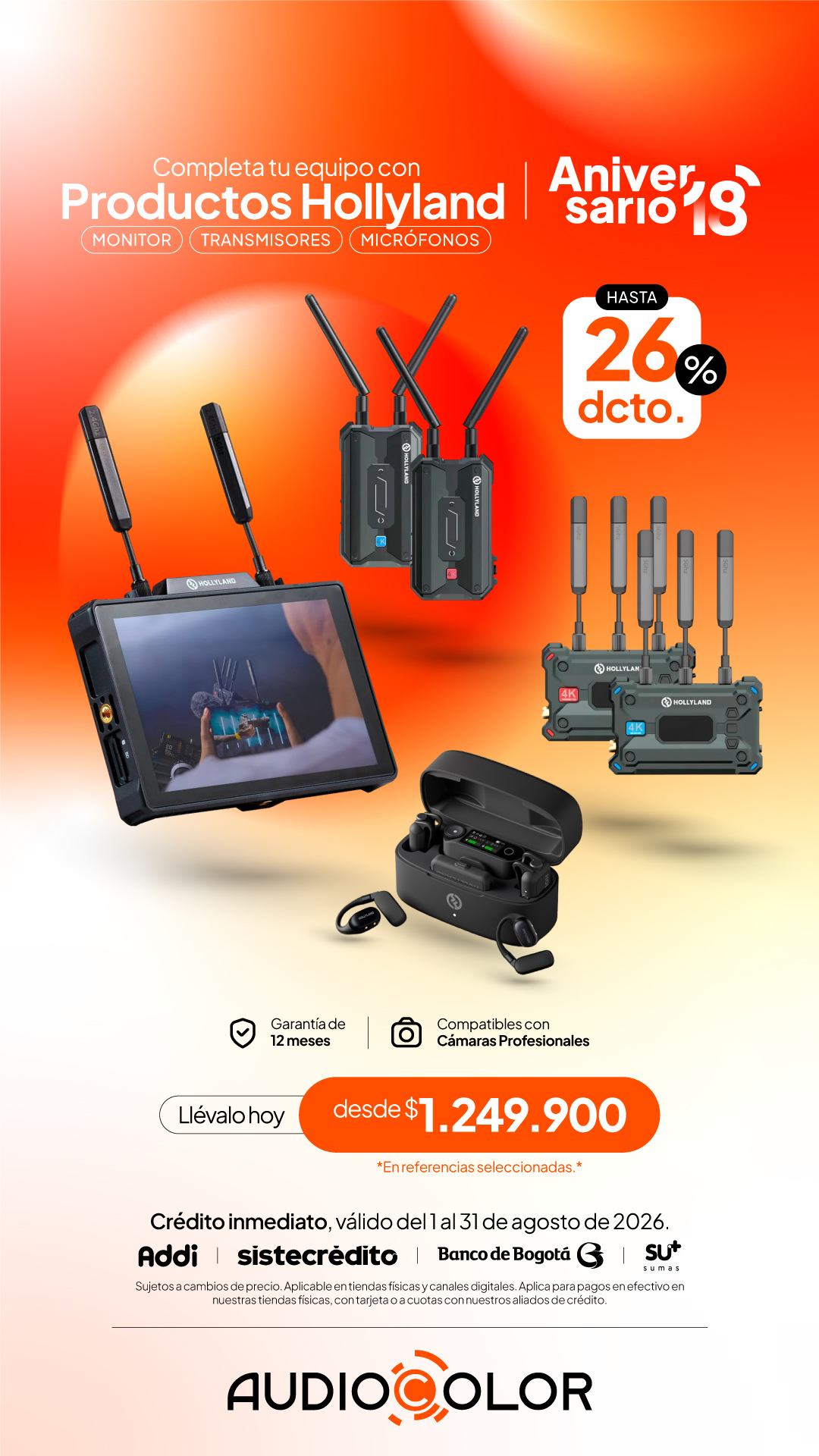 AUDIO COLOR Facebook ad: ¡Estamos de aniversario aquí en AudioColor!