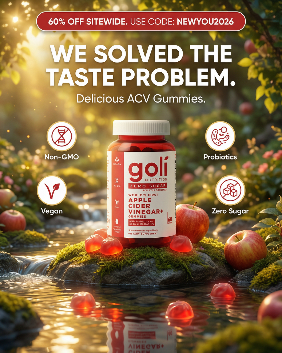 Goli Facebook ad: CODE: NEWYOU2026 - 60% OFF! Buy a Bundle Now! Free Shipping