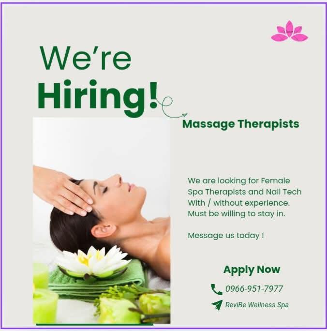 ReviBe Wellness Spa Lalaan Silang Branch Facebook ad: _Pamper Others, Elevate Yourself!
