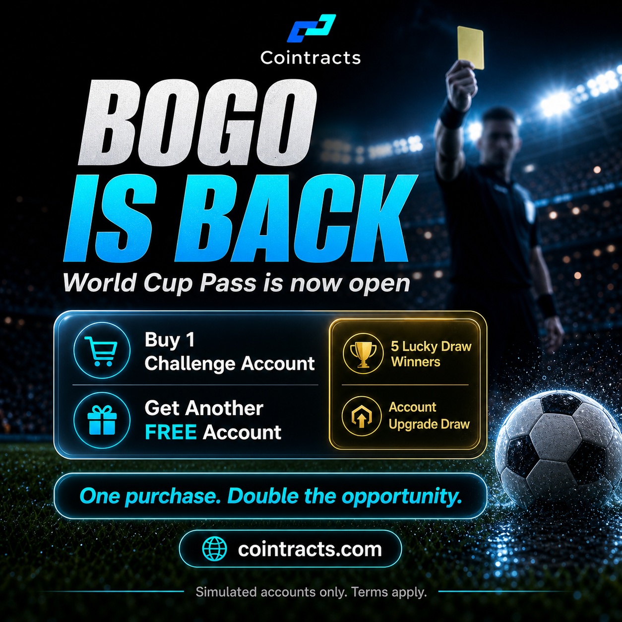 Cointracts Global Facebook ad: Buy 1, Get 3 Chances
