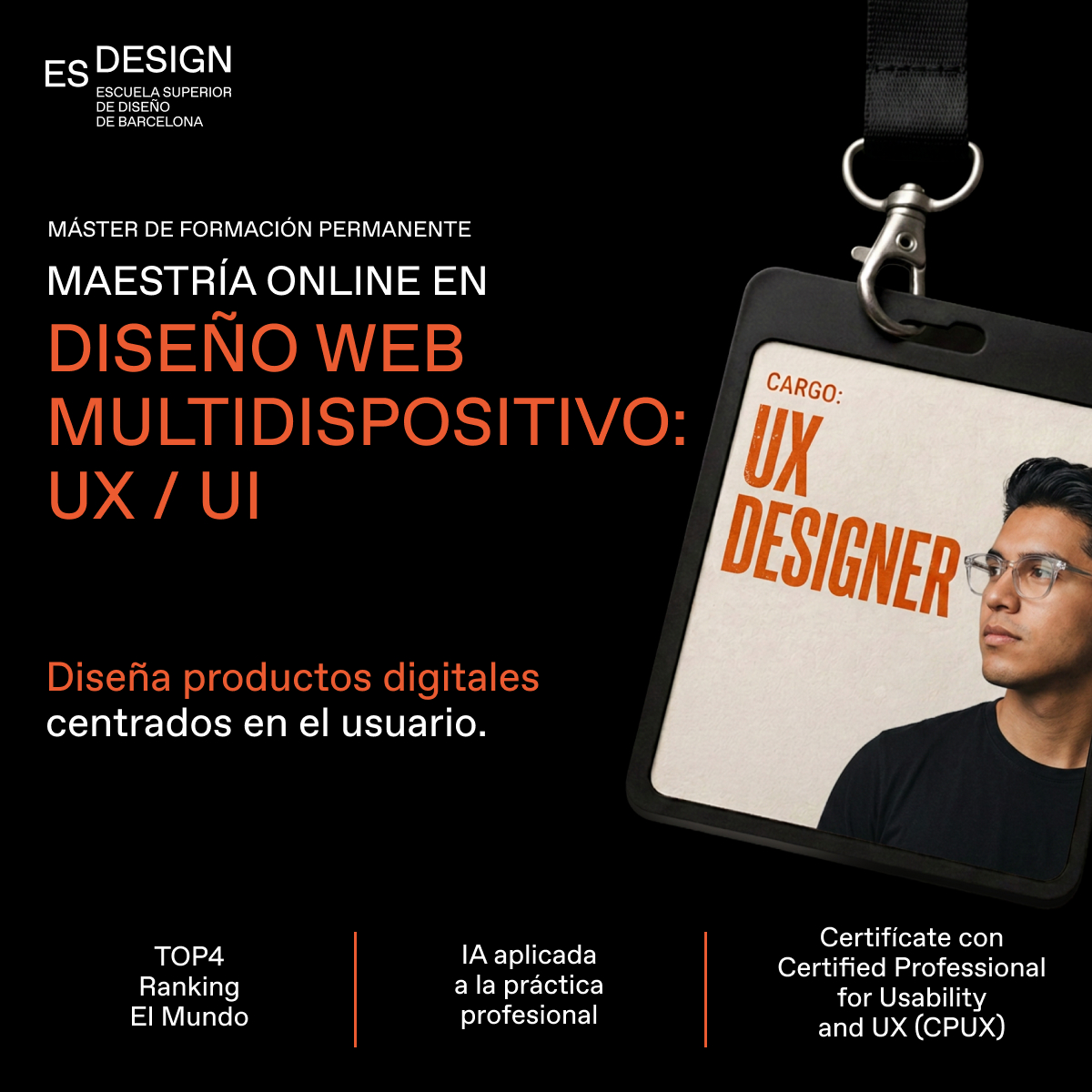 ESDESIGN Escuela Superior de Diseño de Barcelona Facebook ad: Maestría en Diseño Web Multidispositivo: UX/UI